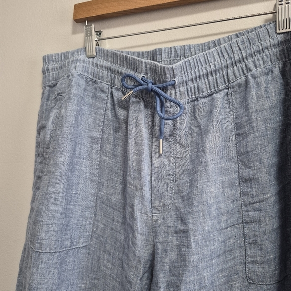 Athleta Retreat Linen High Rise Wide Leg Pants Chambray Blue Size 16 - Picture 5 of 9